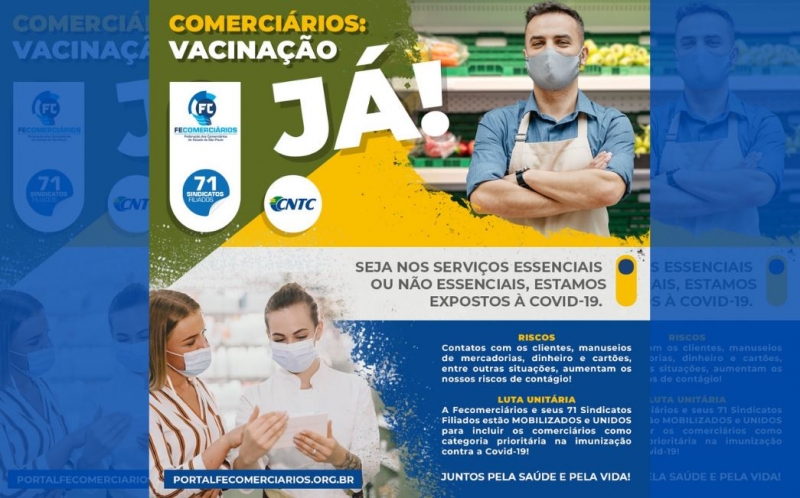 SEC Matão e Taquaritinga - Federação lança campanha unitária 'Comerciários: Vacinação Já!'